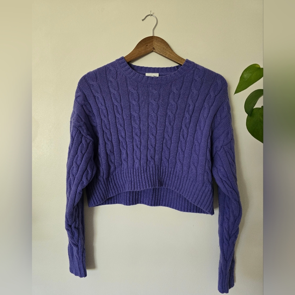 Sunday Best Size XS Purple Cropped Sweater Merino Wool, Nylon Organic Cotton